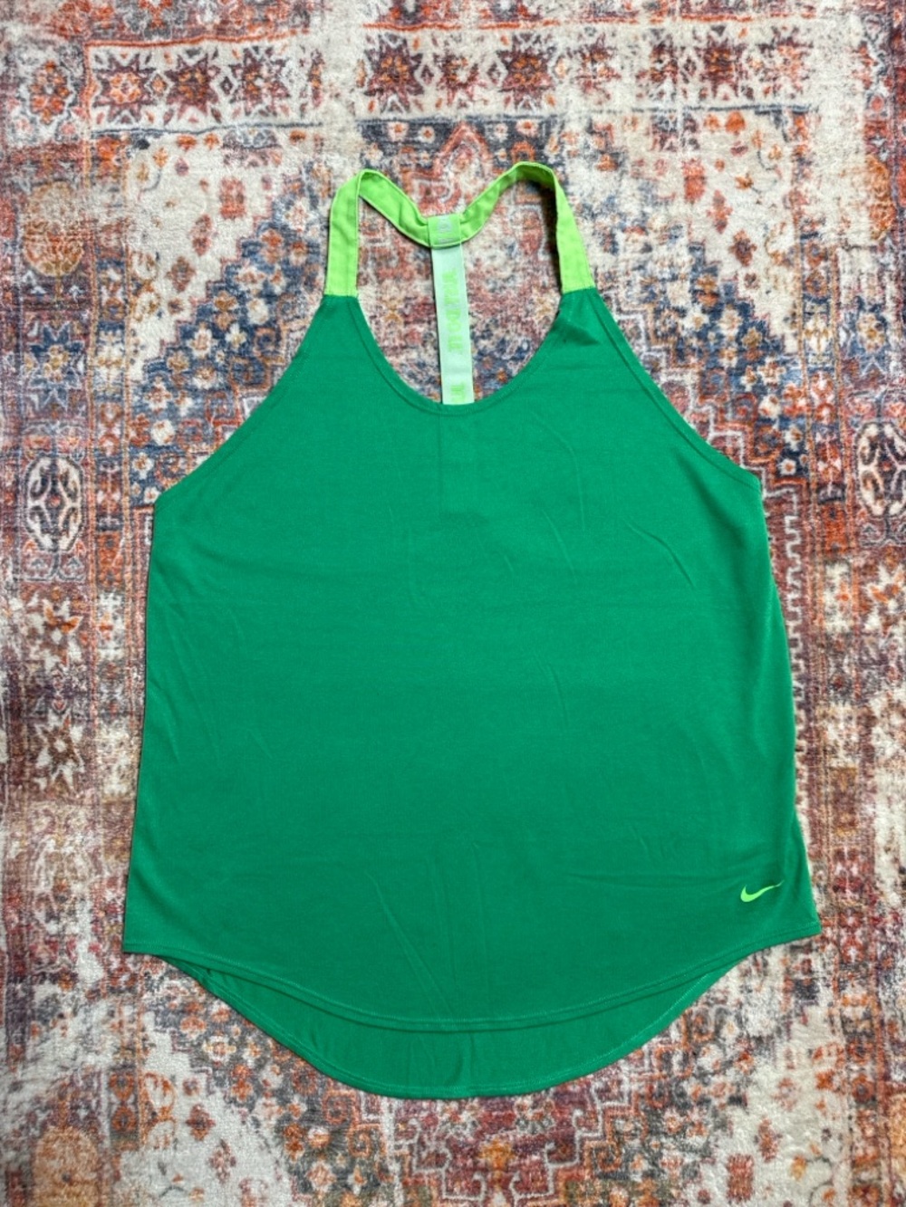 Nike Dri-FIT Green Racerback Tank Top Large Athletic Loose Fit